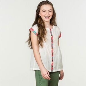 Matilda Jane white chenille eyelet Swiss dot tunic blouse girls Size 12